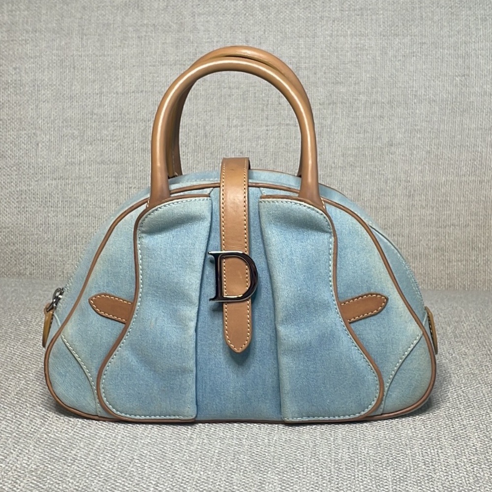 Vintage Dior John Galliano Mini Double Saddle Denim Bag
